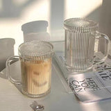 Ribbed Glass Mug with Lid