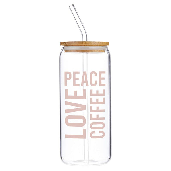 Peace, Love & Coffee Glass Tumbler