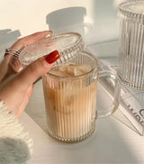 Ribbed Glass Mug with Lid