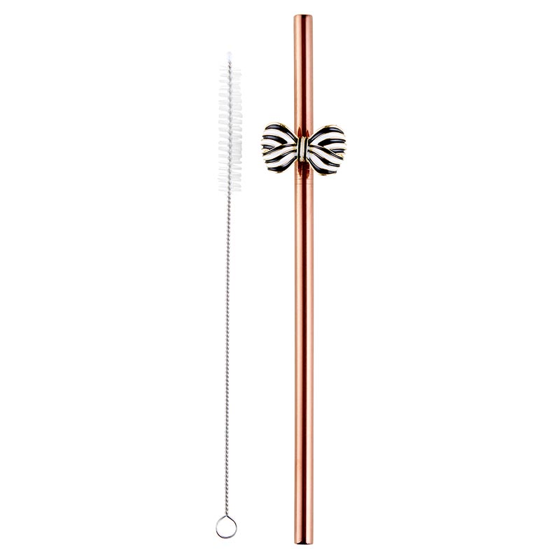Stainless Steel Bow Straw - Rose Gold