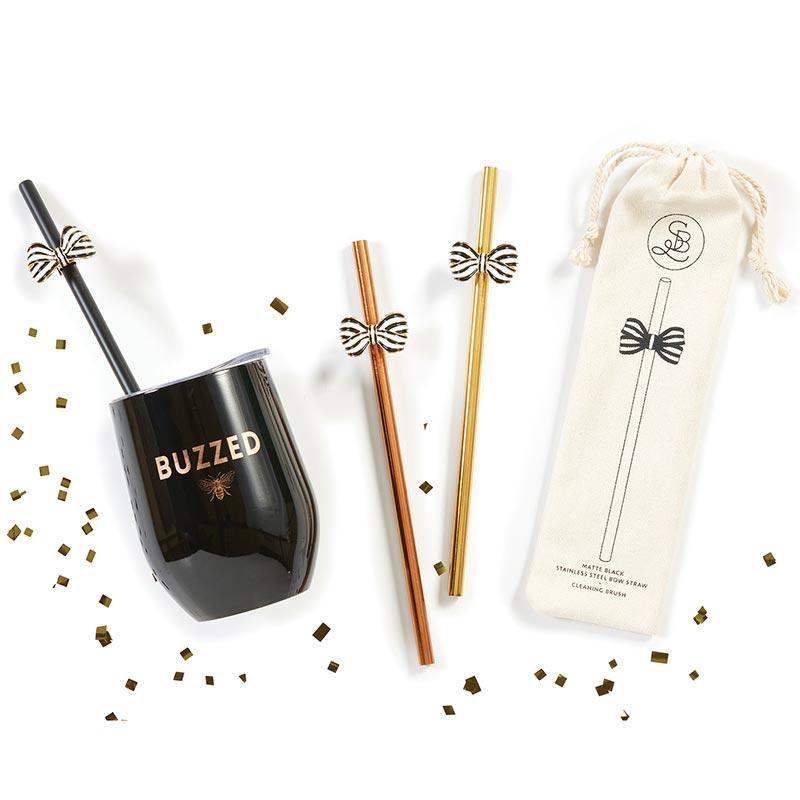 Stainless Steel Bow Straw - Gold