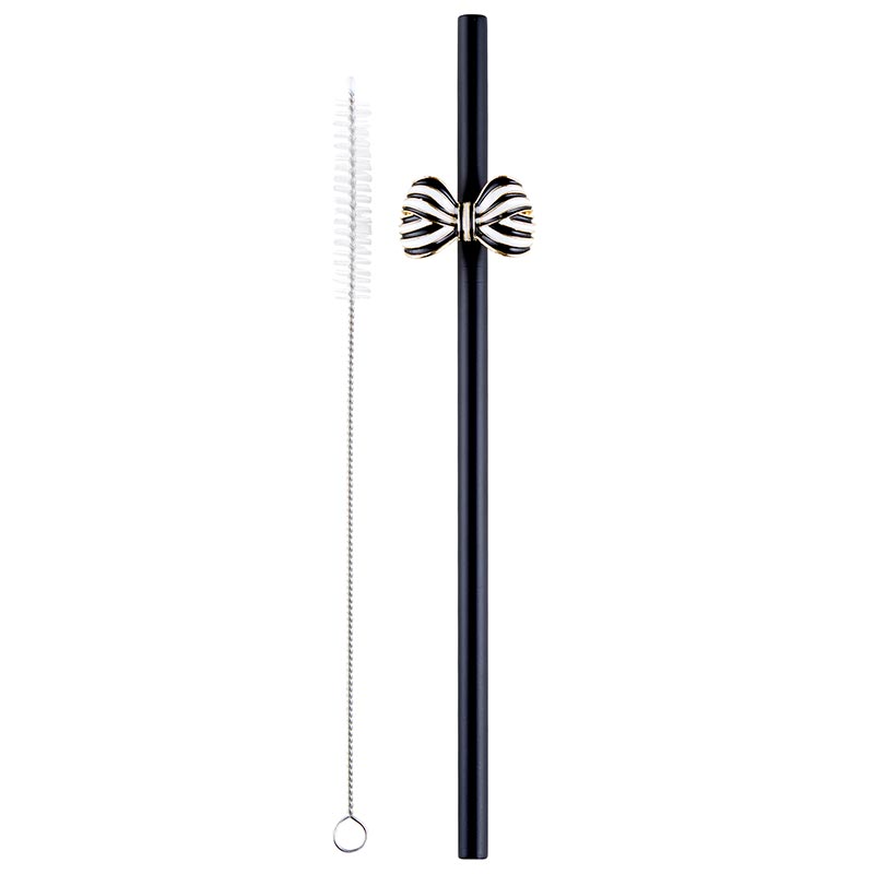 Stainless Steel Bow Straw - Matte Black
