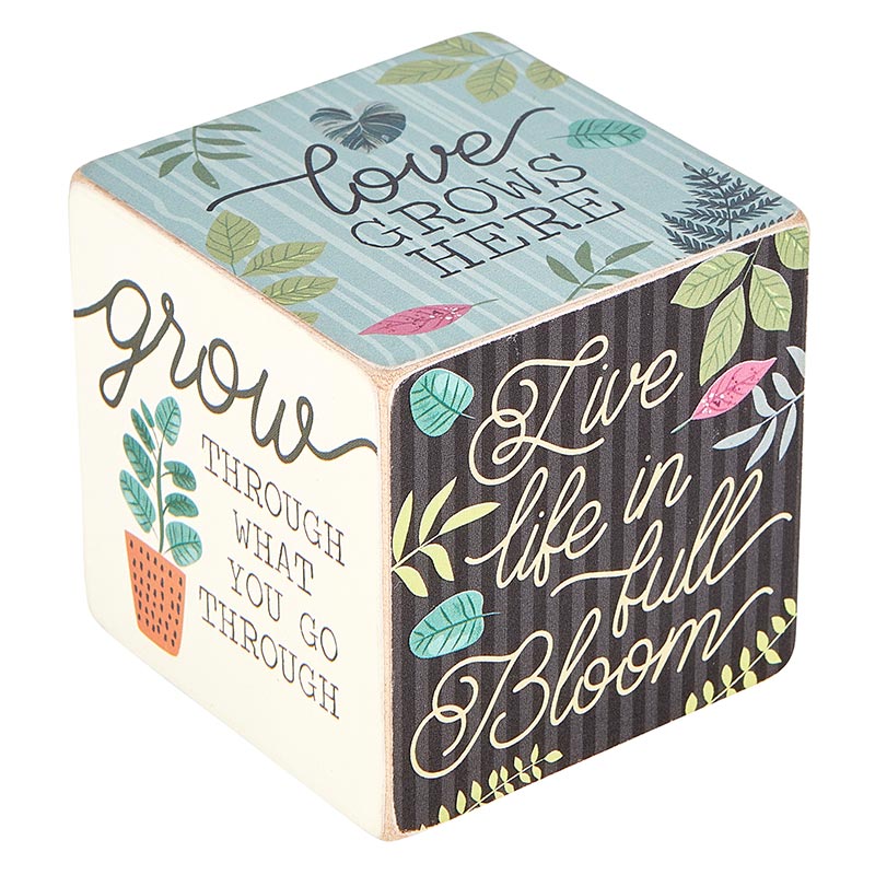 Live Life In Bloom Quote Cube